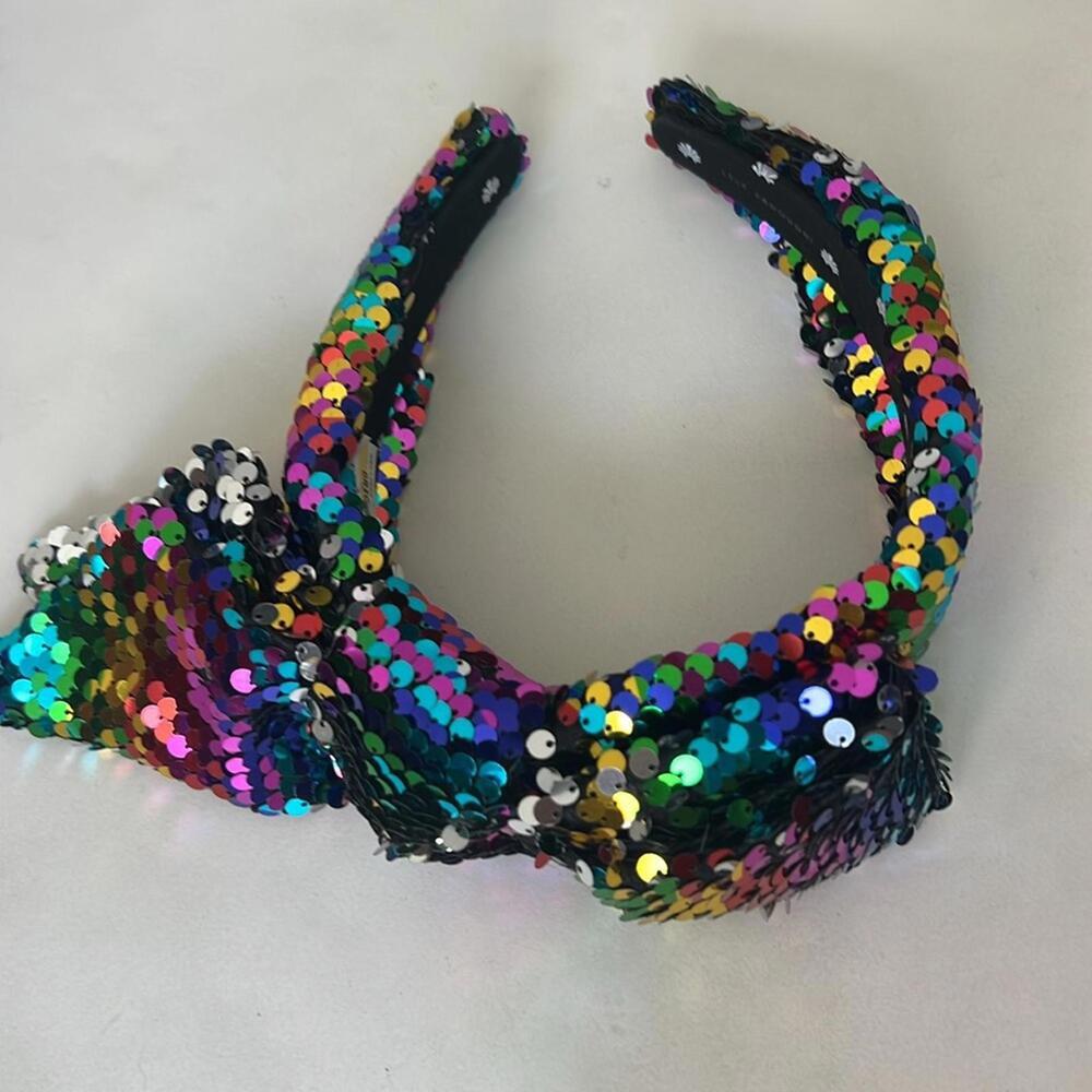 Lele Sadoughi Rainbow Colorful Sequin Holly Headband - Picture 3 of 7